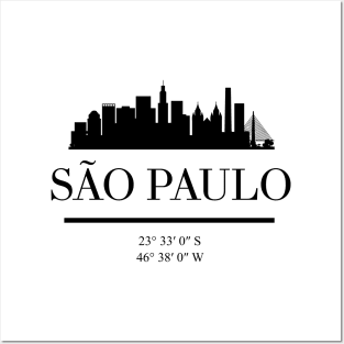 SAO PAULO BRAZIL BLACK SILHOUETTE SKYLINE ART Posters and Art